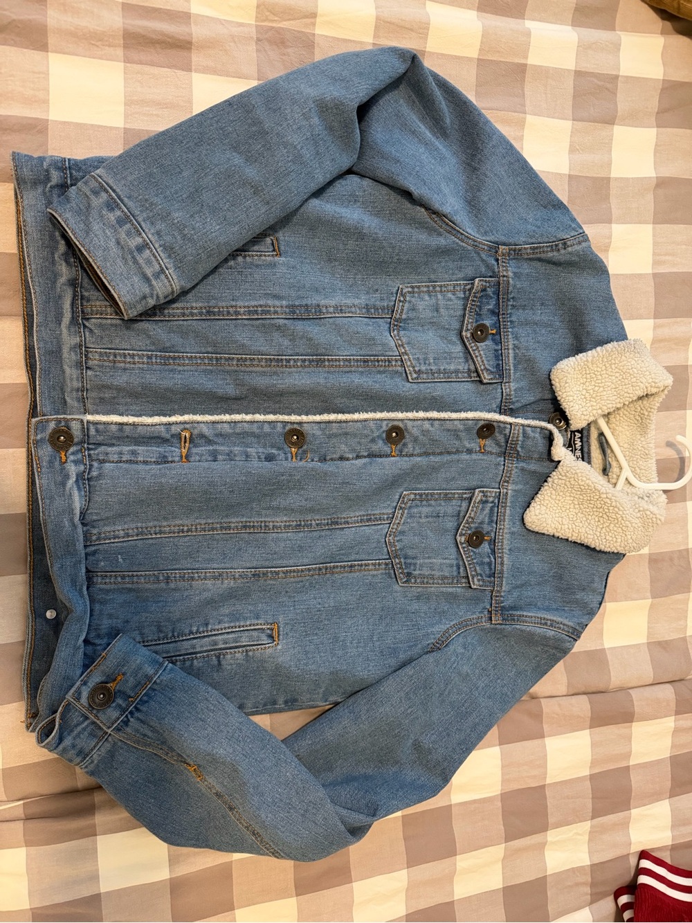 Bluenotes Blue Denim Bomber Jacket with Cream Sherpa Collar